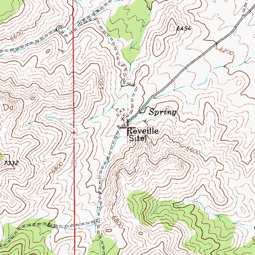 Topographic Map of Reveille Post Office (historical), NV