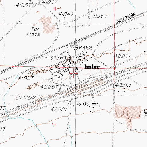 Topographic Map of Imlay Post Office, NV
