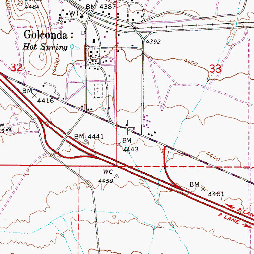 Topographic Map of Golconda Post Office, NV