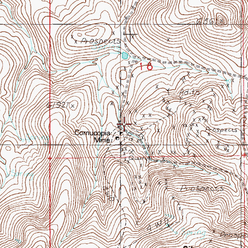 Topographic Map of Cornucopia Post Office (historical), NV