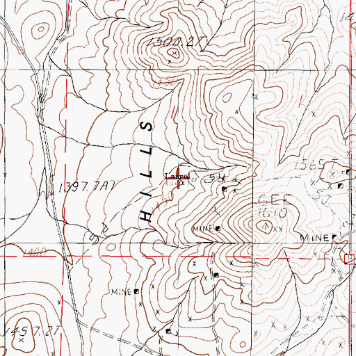 Topographic Map of Laurel Post Office (historical), NV