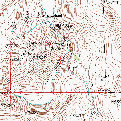 Topographic Map of Bueasta Post Office, NV