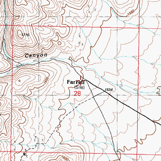 Topographic Map of Farrell Post Office, NV