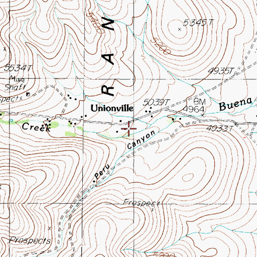 Topographic Map of Unionville Post Office, NV