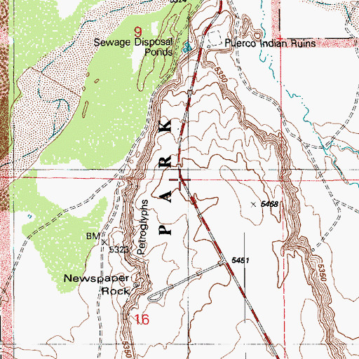 Topographic Map of Newspaper Rock, AZ