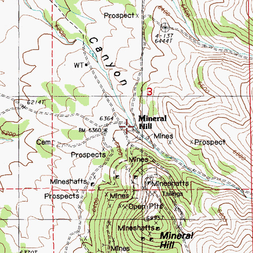 Topographic Map of Mineral Hill Post Office (historical), NV