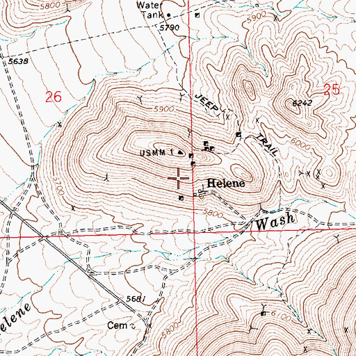 Topographic Map of Helene Post Office, NV