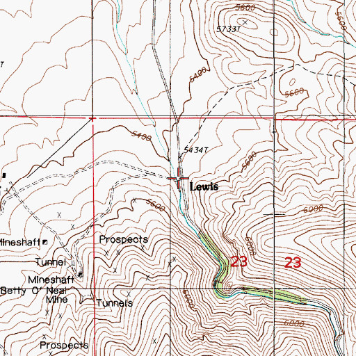Topographic Map of Lewis Post Office, NV