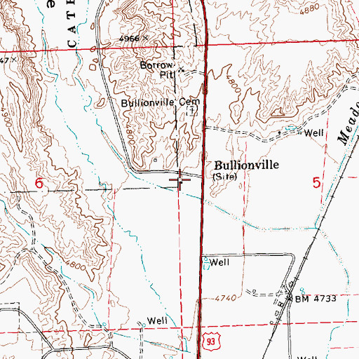 Topographic Map of Bullionville Post Office (historical), NV