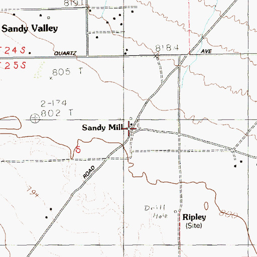Topographic Map of Sandy Post Office, NV