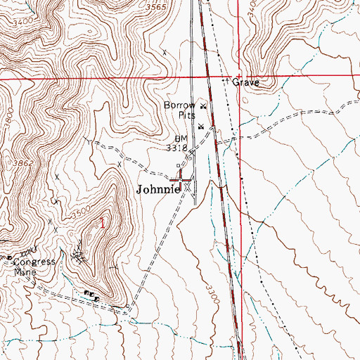 Topographic Map of Johnnie Post Office, NV