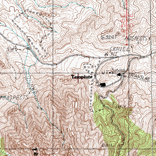 Topographic Map of Tempiute Post Office, NV