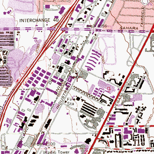 Topographic Map of Las Vegas Post Office, NV
