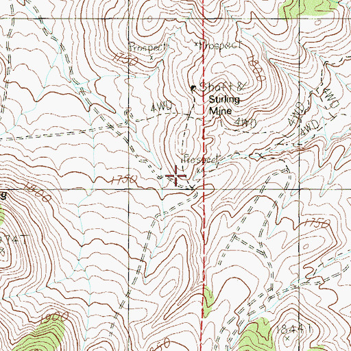 Topographic Map of Stirling Post Office, NV