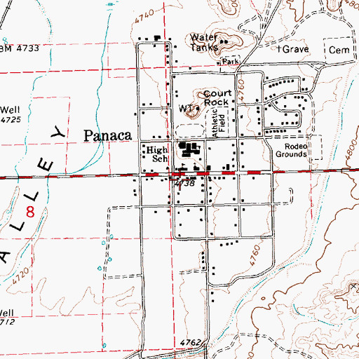 Topographic Map of Panaca Post Office, NV