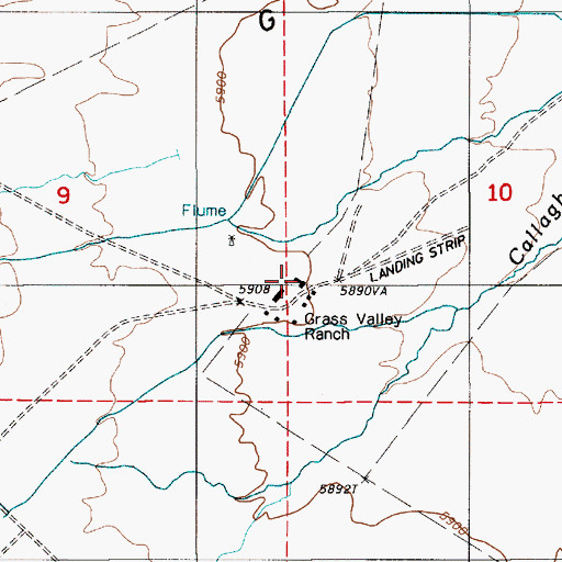Topographic Map of Grass Valley Post Office (historical), NV