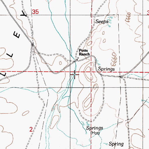 Topographic Map of Potts Post Office (historical), NV