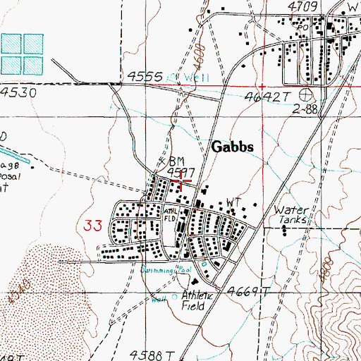 Topographic Map of Gabbs Post Office, NV