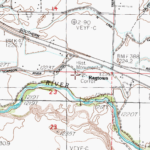 Topographic Map of Ragtown Post Office, NV