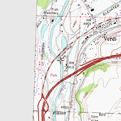 Topographic Map of Crystal Peak Post Office, NV