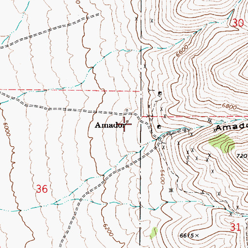 Topographic Map of Amador Post Office (historical), NV