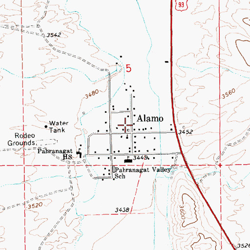 Topographic Map of Alamo Post Office, NV