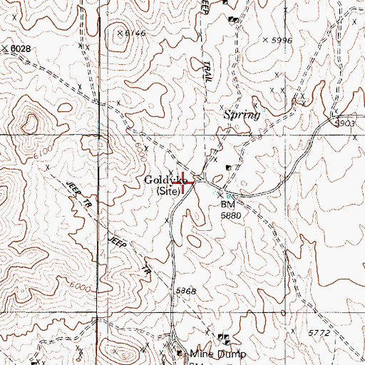 Topographic Map of Goldyke Post Office (historical), NV