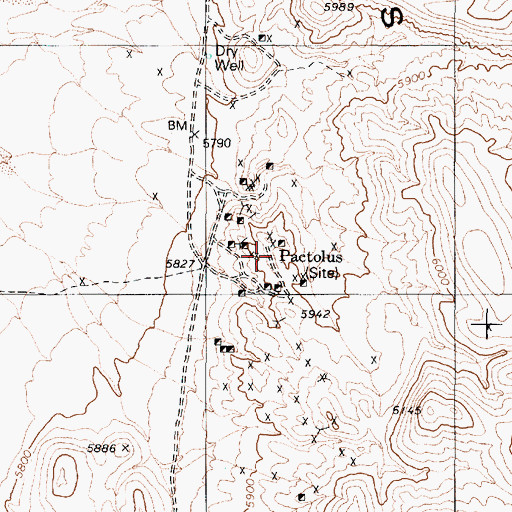 Topographic Map of Pactolus Post Office (historical), NV