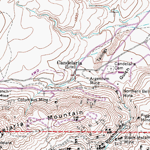 Topographic Map of Candelaria Post Office (historical), NV
