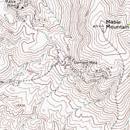Topographic Map of Garfield Post Office (historical), NV