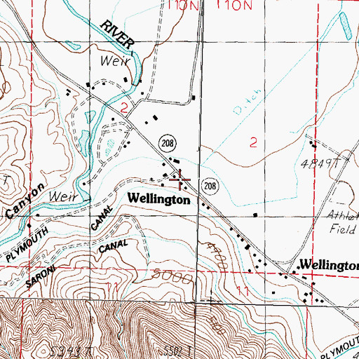 Topographic Map of Wellington Post Office, NV