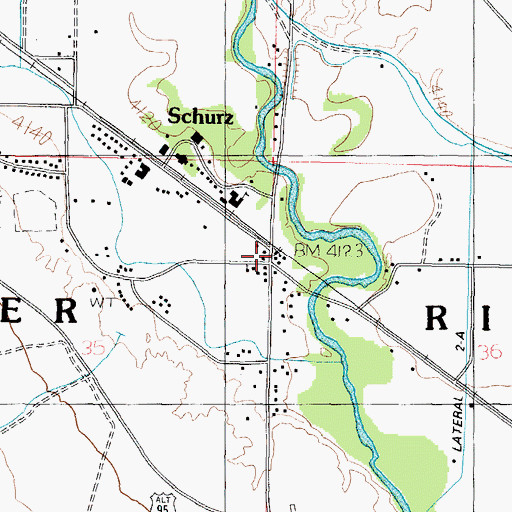 Topographic Map of Schurz Post Office, NV
