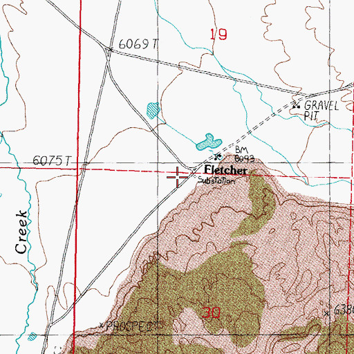 Topographic Map of Fletcher Post Office (historical), NV