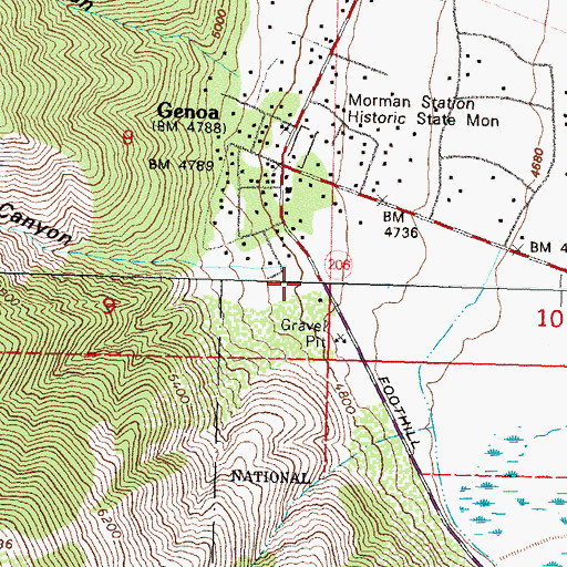 Topographic Map of Genoa Post Office, NV