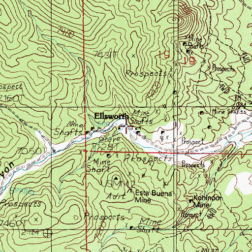 Topographic Map of Ellsworth Post Office (historical), NV