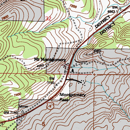 Topographic Map of Mount Montgomery Post Office (historical), NV