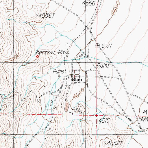 Topographic Map of Blair Post Office (historical), NV
