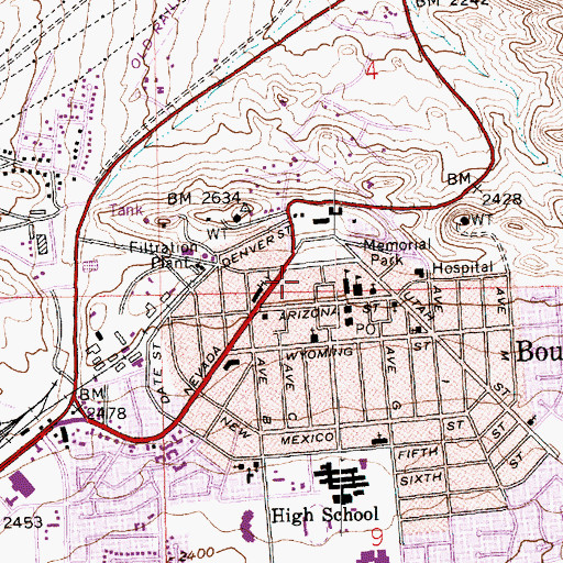 Topographic Map of Boulder City Post Office, NV