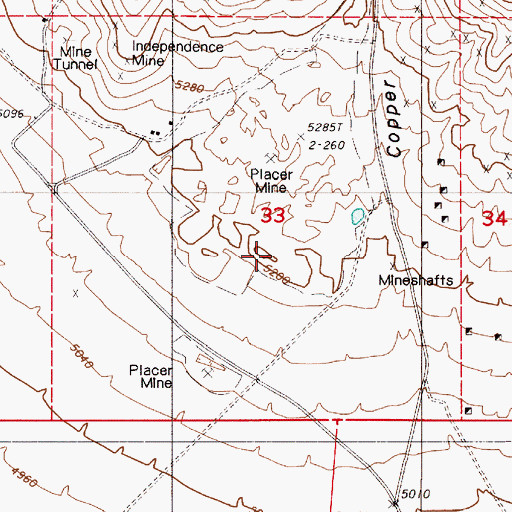 Topographic Map of Copper Canyon Post Office (historical), NV