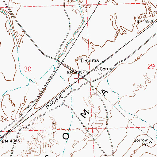 Topographic Map of Tecoma Post Office (historical), NV