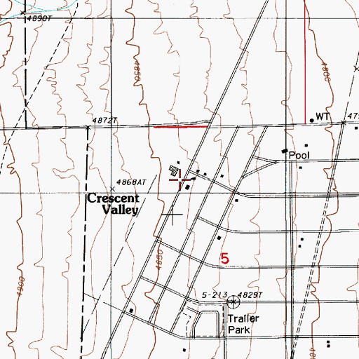 Topographic Map of Crescent Valley Village Post Office, NV