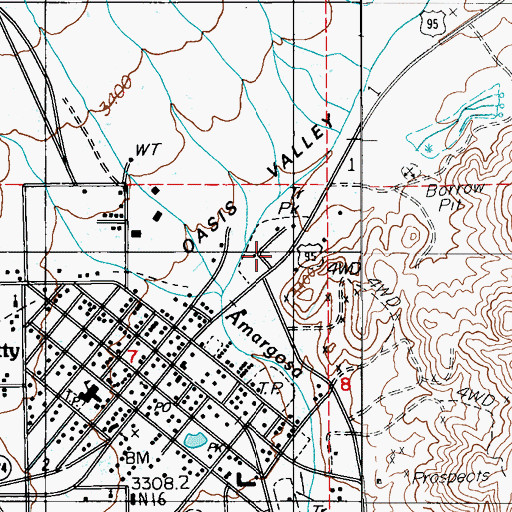Topographic Map of Beatty Post Office, NV