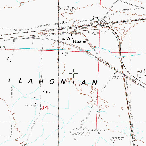 Topographic Map of Hazen Post Office (historical), NV