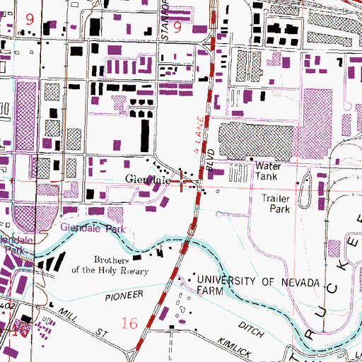 Topographic Map of Glendale Post Office (historical), NV