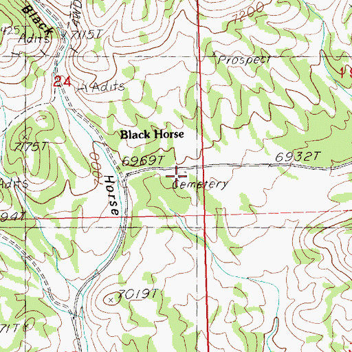 Topographic Map of Black Horse Post Office (historical), NV