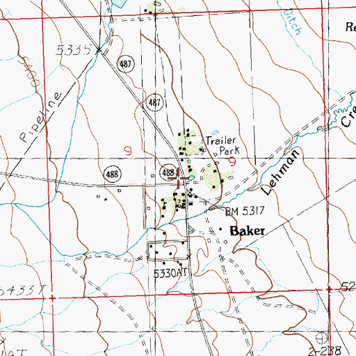 Topographic Map of Baker Post Office, NV