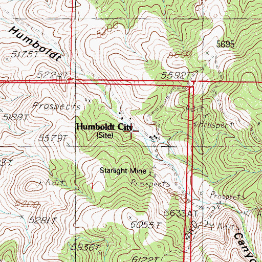 Topographic Map of Humboldt City Post Office (historical), NV