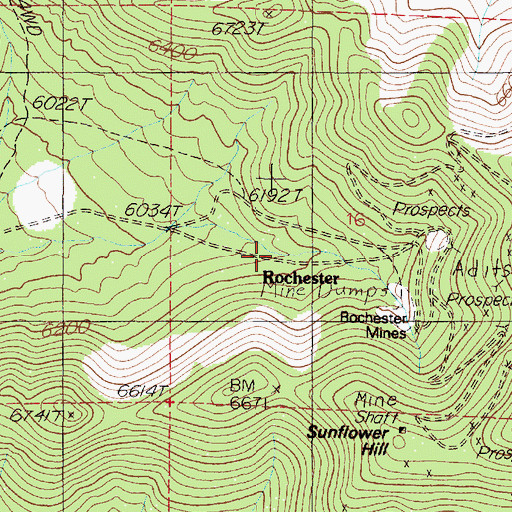 Topographic Map of Rochester Post Office (historical), NV