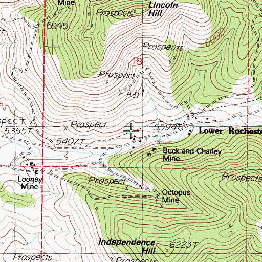 Topographic Map of Lower Rochester Post Office (historical), NV