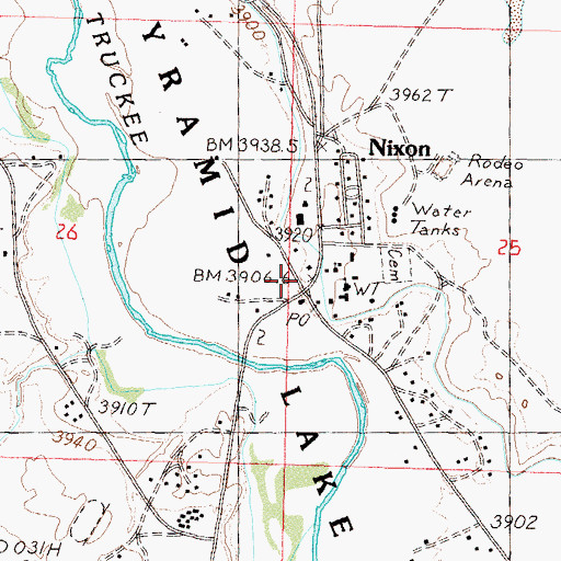 Topographic Map of Nixon Post Office, NV
